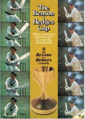 England tour of Australia 1978/79. Official Benson & Hedges Cup One Day International programme fully signed to the pen pictures by the sixteen members of the England touring party. Signatures are Brearley, Botham, Willis, Boycott, Gooch, Emburey, Gower (