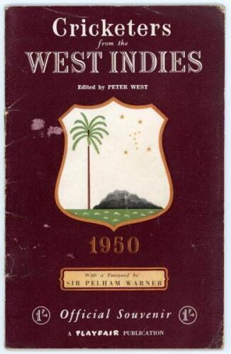 West Indies tour of England 1950. ‘Cricketers from the West Indies’. Official Playfair tour guide edited by Peter West. Pictorial covers. Very nicely and fully signed in ink to pen pictures by all sixteen members of the team. Signatures are Goddard (Capta