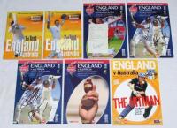 England v Australia signed programmes 1997-2010. Seven official programmes, all multi-signed by England and Australian players to player biographies with some to front covers.