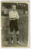 Frank William Bentley. Tottenham Hotspur 1909-1911. Early mono real photograph postcard of Bentley, full length, in Spurs shirt. Title to lower border ‘F.W. Bentley. Tottenham Hotspur’. F.W.Jones, Tottenham. Postally unused. Printing of image to postcard 