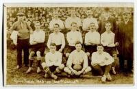 Tottenham Hotspur F.C. 1906/07. Rare early sepia real photograph postcard of the team playing staff and officials, standing and seated in rows, with title ‘Spurs Team 1906-07. Saturday Jan 12th’ printed to lower border. Postcard by Jones Bros of Tottenham