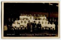 Tottenham Hotspur F.C. 1919/20. Mono real photograph postcard of the team and officials and directors, standing and seated in rows, with title printed to lower border ‘Official Photo. Tottenham Hotspur F.C. Season 1919-20’. Crawford, Edmonton. Postally un