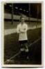 James Andrew Banks. Tottenham Hotspur 1913-1923. Early sepia real photograph postcard of Banks, full length, in Spurs shirt. W.J. Crawford 1921’.Slight silvering to right hand edge otherwise in good/very good condition.