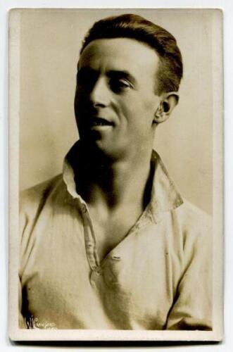 William Sage. Tottenham Hotspur 1919-1925. Sepia real photograph postcard of Sage, head and shoulders, in Spurs shirt. W.J. Crawford of Edmonton postcard. Postally unused. Good/very good condition.