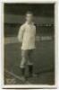 Hugh Harper Lorimer. Tottenham Hotspur 1919-1921. Mono real photograph postcard of Lorimer, full length, wearing Spurs attire in front of the main stand. W.J. Crawford of Edmonton postcard. Postally unused. Slight silvering otherwise in good/very good con