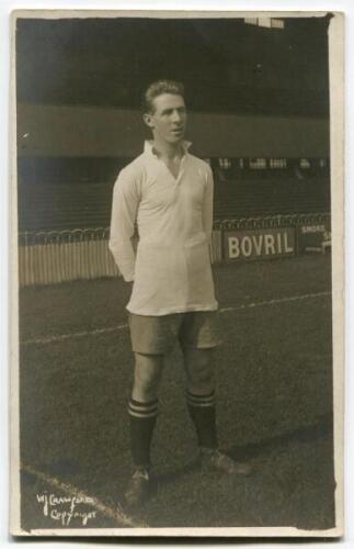 Charles Walters. Tottenham Hotspur 1919-1925. Mono real photograph postcard of Walters, full length, in Spurs attire. W.J. Crawford of Edmonton. Postally unused. Slight silvering otherwise in good/very good condition.