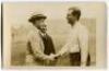 Arthur Grimsdell. Tottenham Hotspur & England. Mono real photograph postcard of Grimsdell (Spurs Captain) shaking hands with the Prince of Wales (later to be crowned King Edward VIII), with Club Director Maurice Cadman, shortly before the F.A. Cup Final i