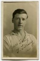 T. Tierney. Tottenham Hotspur circa 1920’s. Sepia real photograph postcard of Tiernay, head and shoulders, in Spurs shirt. Signed in ink ‘Yours truly, T. Tierney’. W.J. Crawford of Edmonton 1920 postcard. Postally unused. Good condition.