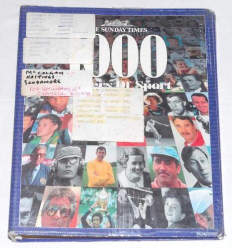 &lsquo;The Sunday Times 1000 Makers of Sport&rsquo;. Six individual weekly supplements published in 1996, loosely bound in official binder. Signed to the pages by approx. eighty featured sports personalities. Signatures include Alec Bedser, Richie Benaud, Ian Botham,