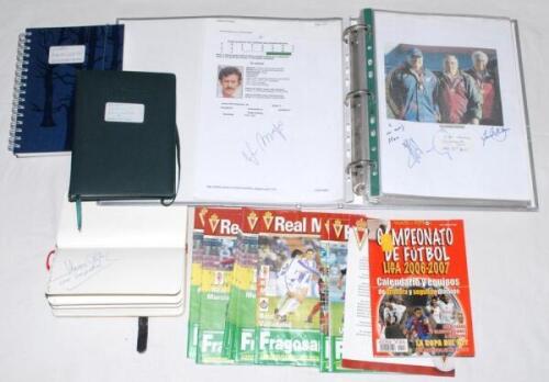 Spanish and European football 1930s onwards. Box comprising a large selection of mainly modern official programmes, autograph sheets, match tickets, autograph books, signed pages etc. relating to Spanish football, World Cup Italia &lsquo;90, and European footba