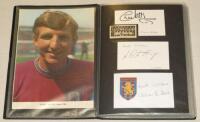 Football autographs 1950s-1980s. Black file comprising over four hundred signatures of players who have represented Aston Villa, Birmingham City, Blackburn Rovers, Bolton Wanderers, Blackpool, Bristol City and a good selection of other lower league clubs.