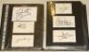 Football autographs 1990s-2000s. Black file comprising approx. three hundred modern signatures, the majority signed individually to white cards, with the odd autograph sheet and signed trade card. Signatures include Schmeichel, Barry, Staunton, Merson, Va