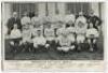 ‘Manchester City Athletic Football Club 1903-04’. Mono printed postcard of the Manchester City team, the Manager and a Director standing and sitting in rows in front of a building. Title and players names to lower border. Postcard by A.H.&S. Manchester. P