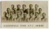 ‘Huddersfield Town Athletic Football Club 1919-20’. Mono real photograph postcard of the Huddersfield Town team and Manager, all portrayed in three rows, head and shoulders wearing Huddersfield shirts. Title to lower border. Postcard by W.E.Turton of Hudd