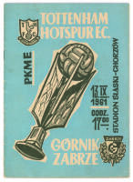 Gornik Zabrze v Tottenham Hotspur 1961. Official away programme for the European Cup Preliminary round match played on 13th September 1961 in Poland. Minor wear to covers, very light vertical crease otherwise in good/very good condition. Rare.