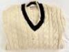 Ross Gerald Gregory, Victoria & Australia, 1933-1939. Victorian Cricket Association state long sleeved sweater worn by Gregory during his brief first-class playing career. The sweater, with cable stitch to wool, by ‘The Mutual Store Limited’, with his nam