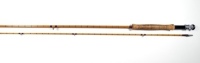 A Hardy "Perfection" 2 piece cane trout fly rod, 9', crimson silk inter-whippings, alloy screw grip reel fitting, holdfast joint, 1961, in later bag