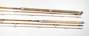An Aspindale "Swiftdale" 3 piece cane float rod, 11', black silk inter-whipped, sliding alloy reel fittings, in bag and a Franklin "Wallis Avon" 3 piece whole and built cane float rod, 11', green silk inter-whipped, sliding alloy reel fittings, in bag (2