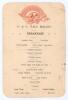 M.C.C. tour to Australia 1924/25. Official menu card for breakfast on the ‘P.& O. R.M.S. Maloja’, dated 13th April 1925, on which the main touring party returned to England. Fully signed in ink to verso by the sixteen members of the touring party who were - 2