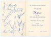 New Zealand tour to England 1965. Small original folding menu for the &lsquo;Northern Cricket Society&rsquo;s Test Match Dinner to the New Zealand Cricketers&rsquo; held at the Guildford Hotel, Leeds, 7th July 1965. Eleven signatures in blue ink to the rear autographs page