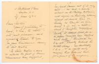 Charles Aubrey Smith. Cambridge University, Sussex & England, 1882-1896. Three page handwritten letter from Smith, dated 29th June 1938, replying to a request for a photograph, with good content relating to the ongoing 1938 Ashes series and the recently c