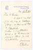 Alexander J. Webbe. Middlesex & England 1875-1900. One page handwritten letter, on ‘M.C.C. Lord’s Cricket Ground’ headed paper, from Webbe to Mr Denham regarding playing for Middlesex 2nd XI. Dear Mr Denham, We shall be very glad if you will play for Midd