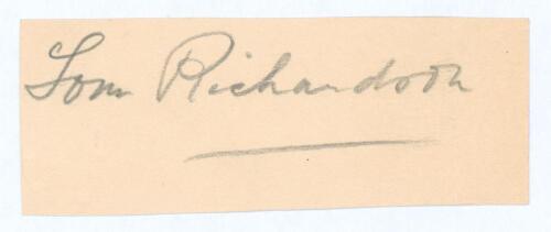 Thomas ‘Tom’ Richardson, Surrey, London County, Somerset & England, 1892-1905. Excellent pencil signature of Richardson on piece. VG.