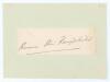 Kumar Shri Ranjitsinhji. Sussex & England 1893-1920. Excellent signature of Ranjitsinhji in ink on piece laid down to album page, with to verso another excellent signature in ink on piece laid down of John Richmond Gunn (Nottinghamshire, London County & E