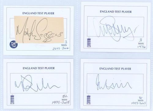 Modern England Test Players 1970s-2010s. Black file comprising seventy seven ‘England Test Player’ cards, each individually signed in ink, with the odd signature on piece laid down, of England Test players. Signatures include Saggers, Vaughan, Selby, Huss