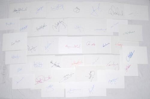 Australia cricketers 1950s- 2000s. Thirty nine white cards, each individually signed by an Australian Test or first-class cricketer and the odd official. Signatures include Massie, Gilmore, Bright, I. Chappell (2), Hookes, Holdsworth, Zoehrer, Lillee, Ald