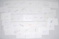 Australia cricketers 1950s- 2000s. Thirty nine white cards, each individually signed by an Australian Test or first-class cricketer and the odd official. Signatures include Massie, Gilmore, Bright, I. Chappell (2), Hookes, Holdsworth, Zoehrer, Lillee, Ald