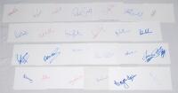 South Africa cricketers 1960s- 2000s. Twenty seven white cards, each individually signed by a South African Test or first-class cricketer and the odd official. Signatures include P. Pollock, Procter (2), Short, Snell, Rhodes, Donald, Bacher, P. Kirsten, M