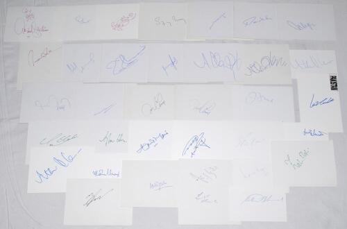 Pakistan cricketers 1950s- 2000s. Thirty six white cards, each individually signed by a Pakistan Test or first-class cricketer and the odd official. Signatures include Abdul Qadir, Ijaz Ahmed (2), Imran Khan, Sarfraz Nawaz, Mudassar Nazar (2), Waqar Youni