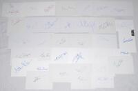 Pakistan cricketers 1950s- 2000s. Thirty six white cards, each individually signed by a Pakistan Test or first-class cricketer and the odd official. Signatures include Abdul Qadir, Ijaz Ahmed (2), Imran Khan, Sarfraz Nawaz, Mudassar Nazar (2), Waqar Youni