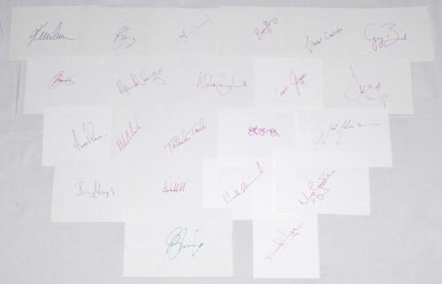 Zimbabwe cricketers 1980s- 2000s. Twenty four white cards, each individually signed by a Zimbabwe international cricketer and the odd coach. Signatures are Curran, P. Strang (3), B. Strang, Bryceland, Carlisle, Brent, Mbangwa, Campbell, Gripper (2), Olong