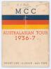 M.C.C. tour of Australia 1936/37. Official Orient Line S.S. Orion official brochure for the M.C.C. Australasian Tour 1936/37. Signed in ink to pen pictures by all eighteen members of the touring party. Signatures include Allen, Ames, Duckworth, Farnes, Ha