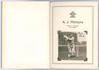 A.J.W. McIntyre Benefit Year 1955. ‘Autographed Cricket Album’. Hardback Benefit album produced for his Benefit, with signed mono action photograph of McIntyre in wicket-keeping pose to title page and very nicely signed to inside pages, page to a team, by