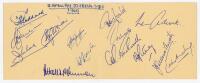 ‘South African Touring Side 1960’. Two joined album pages signed by fourteen members of the 1960 South African touring party to England. Signatures are Goddard, Carlstein, Waite, McLean, Griffin, McKinnon, Tayfield, O’Linn, Duckworth, Pithey, Fellows-Smit