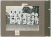 England v Australia. The Oval 1909. Four early original photographs laid down back to back on two photograph album pages. Two of the images depict action from the 5th Test at The Oval 1909, one of the England team informally standing and seated on the gro