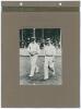 England v Australia. The Oval 1909. Four early original photographs laid down back to back on two photograph album pages. Two of the images depict action from the 5th Test at The Oval 1909, one of the England team informally standing and seated on the gro - 2