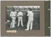 England v Australia. The Oval 1909. Four early original photographs laid down back to back on two photograph album pages. Two of the images depict action from the 5th Test at The Oval 1909, one of the England team informally standing and seated on the gro - 4