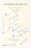 West Indies tour to England 1957. Nottinghamshire C.C.C. official letterhead signed in blue ink by thirteen members of the West Indies touring party. Signatures are Goddard (Captain), Walcott, Ganteaume, Hall, Ramadhin, Atkinson, Valentine, Gilchrist, Ale