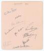 Australia tour to England 1948. Large album page nicely signed in different coloured inks by eleven members of the Australian touring party. Signatures are Bradman (Captain), Saggers, Toshack, Harvey, Tallon, McCool, Loxton, Morris, Hamence, Brown and Joh - 2