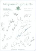 Nottinghamshire C.C.C. ‘Double Winners’ 1987. Official autograph sheet for the season signed by twenty one players. Signatures include Clive Rice, Richard Hadlee, Tim Robinson, Derek Randall, Chris Broad, Eddie Hemmings etc. Nottinghamshire won the County