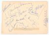&lsquo;Surrey C.C.C. 1958&rsquo;. Large album page, signed in ink to one side by the twelve members of the 1958 Surrey team. Signatures are Constable, A. Bedser, Stewart, Loader, E. Bedser, May, Laker, Clark, Lock, McIntyre, Fletcher and Barrington. To the verso, sig
