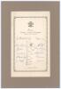 &lsquo;Surrey County Cricket Champions 1952-1957&rsquo;. Official autograph sheet with printed title, county emblem and decorative borders. Signed by thirteen members of the Surrey team of 1957. Signatures are Surridge, A. Bedser, Laker, Clark, Barrington, Stewart, M