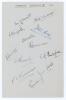 &lsquo;Combined Services XI 1952&rsquo;. Page nicely signed in ink by the twelve members of the Combined Services XI for the tour match v Indians at Gillingham, 25th & 26th June 1952. Signatures are Stewart, Andrew, Illingworth, Heath, Wells, Manners, Shirreff, Thomp