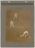 England v Australia. The Oval 1909. Two early original photographs, one of Vernon Ransford, the other of the Australian captain, Monty Noble, walking out to bat for Australia. Each photograph measures 3”x6.5”, laid side by side to photograph album page wi - 2