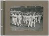 England v Australia. 1909. Early original mono photograph of the England team walking out on to the field of play, laid down to photograph album page. Handwritten title states &lsquo;Manchester 1909&rsquo;, however it is more likely to be Headingley. Captions to lowe