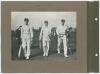 Yorkshire 1908 & 1909. Five early original sepia photographs featuring Yorkshire players at grounds and in match action. Each photograph is laid individually to a page, back to back, with handwritten title and players’ names to margins. Matches include Yo - 3